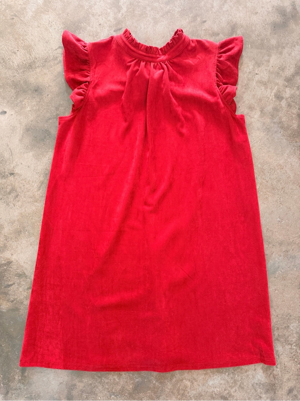 VOY Deep Rust Faux Suede Ruffle Tie Back Shift Dress M Thanksgiving Fall Holiday